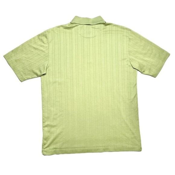 Tiger Woods Nike Polo Shirt Green Textured Stripes Men's Medium Golf Casual - Picture 6 of 12